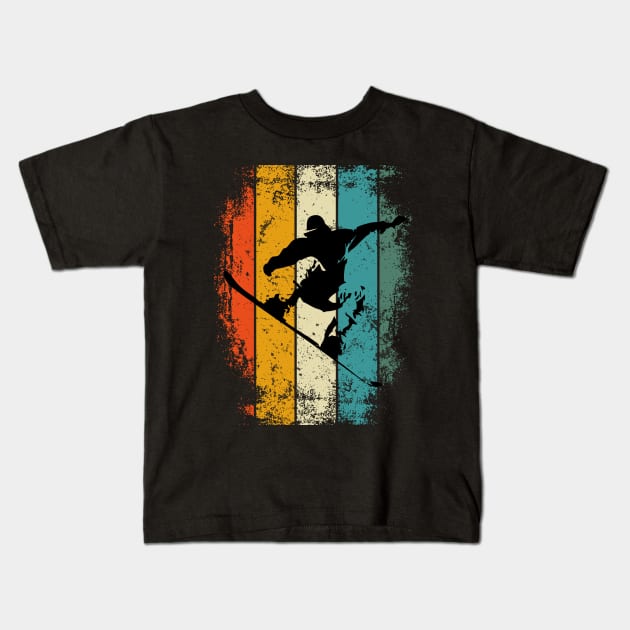 Skier Retro Vintage Kids T-Shirt by UranusArts